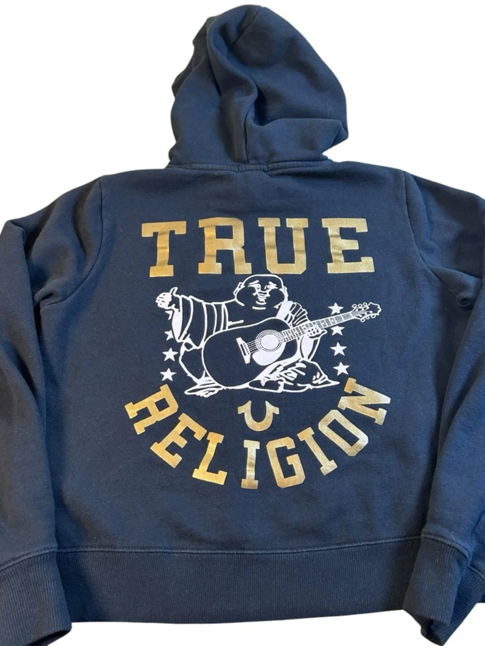 TRUE RELIGION Starry Buddha Hoodie Black Gold Metallic‎ Graphic Size M Unisex